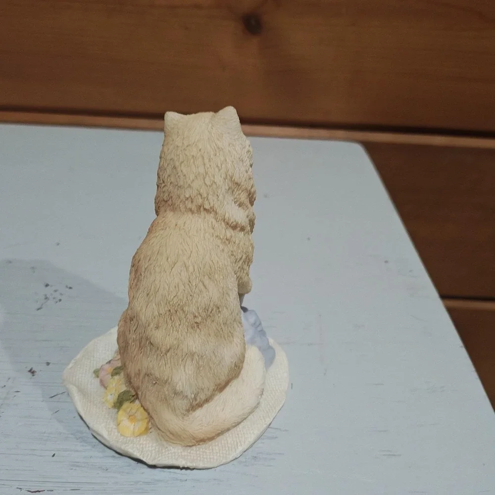 Vintage 1998 Stone Critters Cat Persian Ribbon Ripper Kitty 4